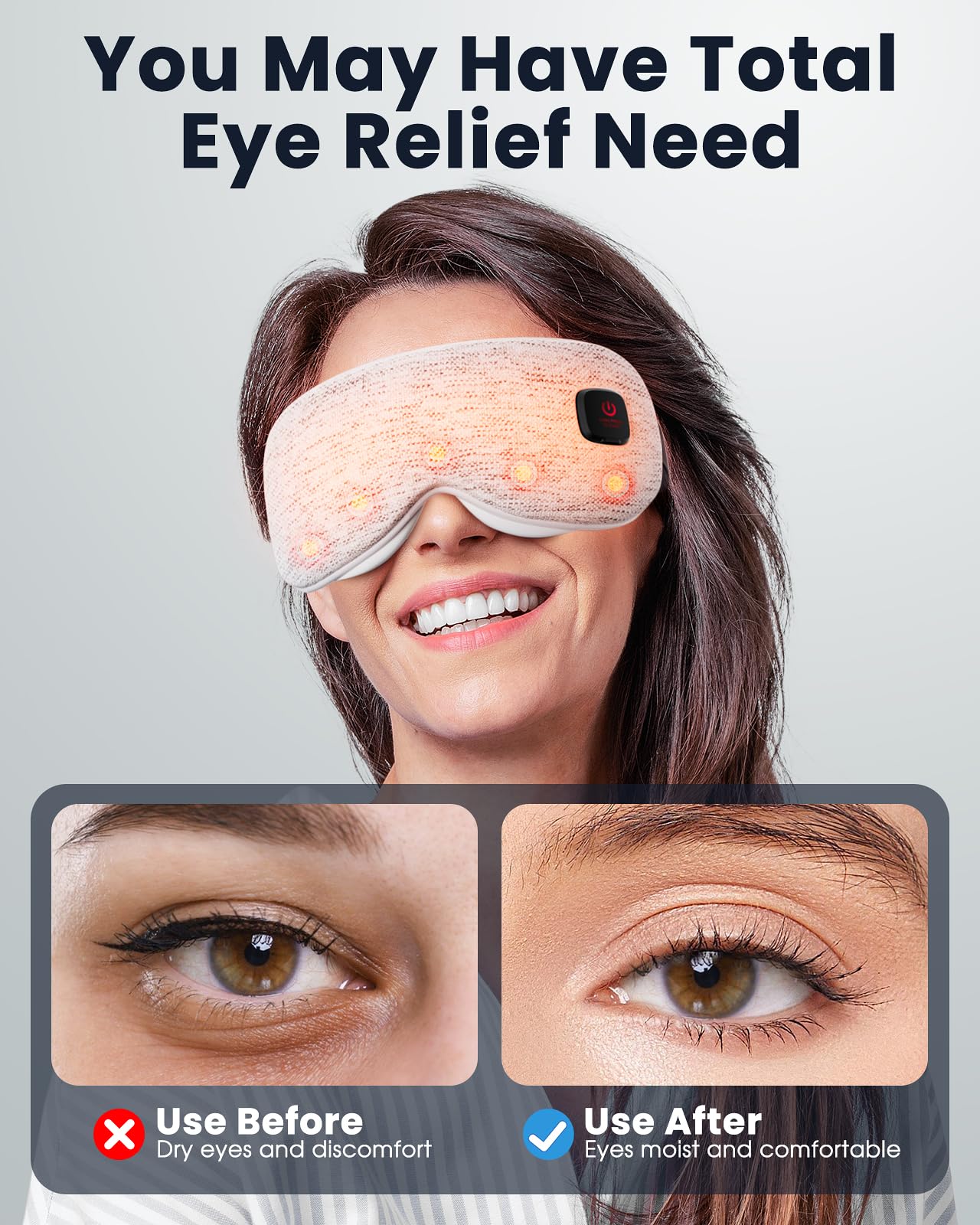 Azang Heated Eye Mask - Cordless Eye Mask for Dry Eyes, FSA - HSA Eligible, Eye Relief, Improved Sleep, Washable Eye Heating pad for Travel and with Replaceable Shell (Gray)