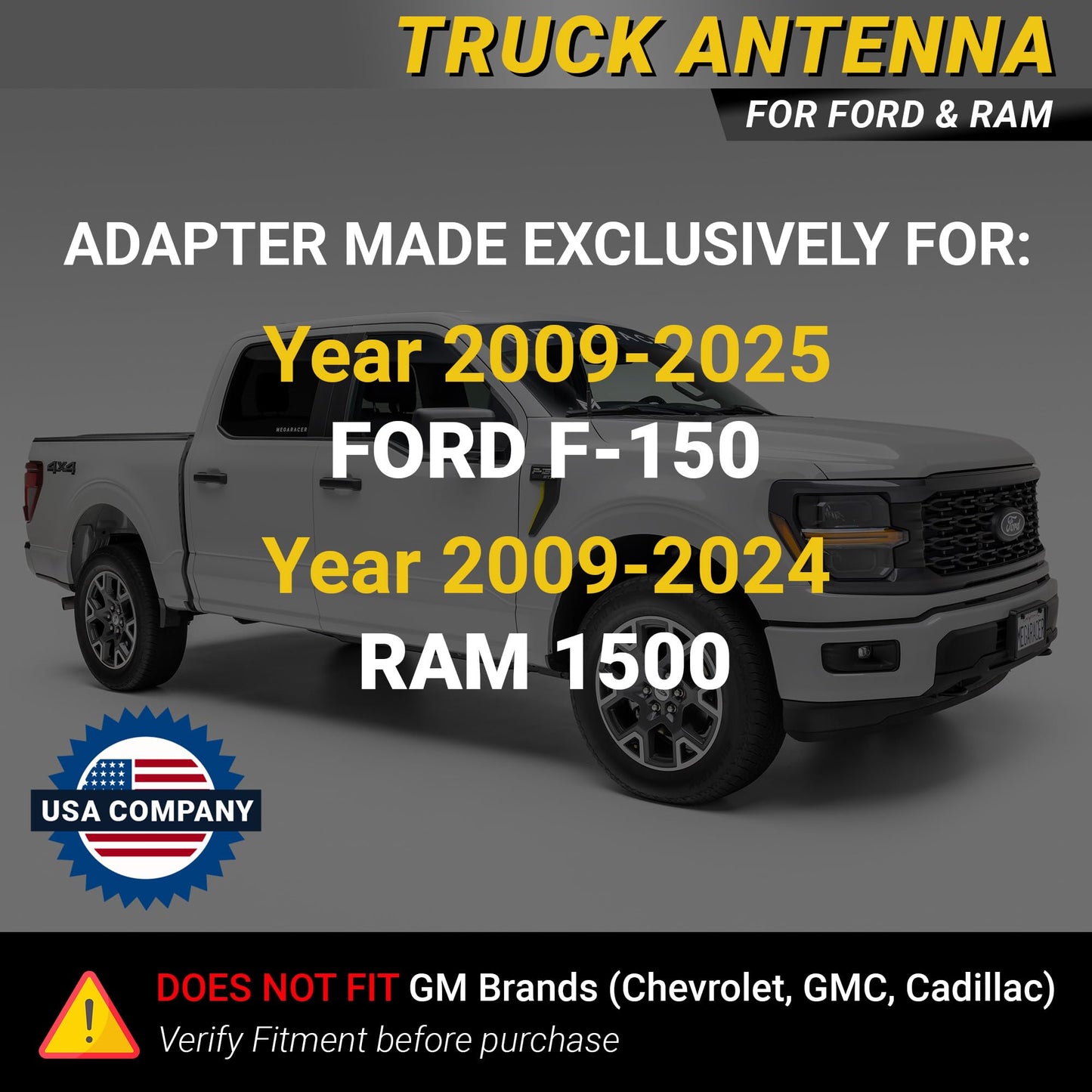 Carbon Fiber Truck Antenna | Compatible With F150 (Year 2009-2025) | Ram 1500 (2009-2024) | Short Car Audio & Video Antennas | S
