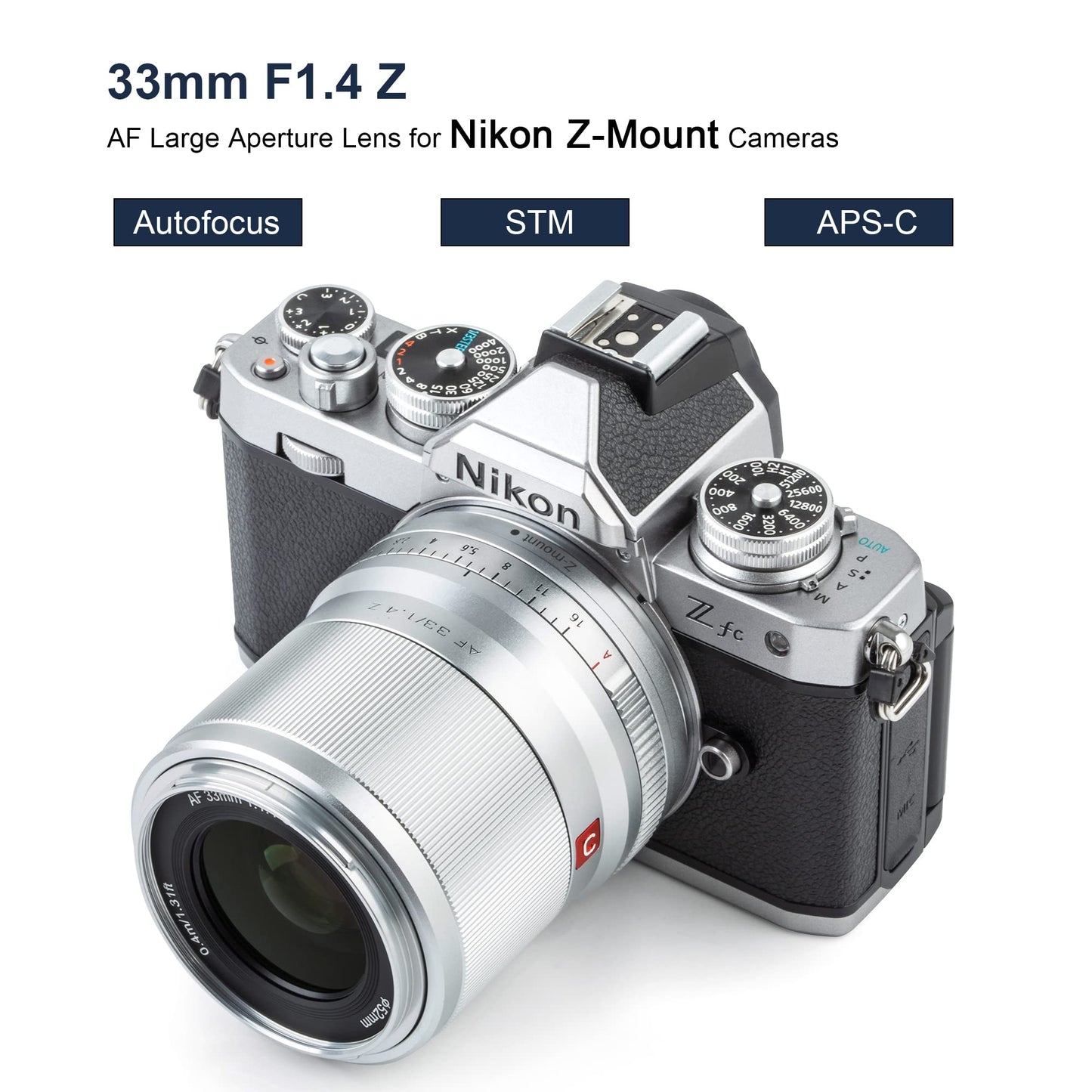 VILTROX AF 33mm f/1.4 F1.4 Z APS-C Lens for Nikon Z Mount, Auto Focus Large Aperture Prime Lens with STM Motor Compatible with Nikon Mirrorless Camera ZFC Model Z5 Z50 Z6 Z6II Z7 Z7II