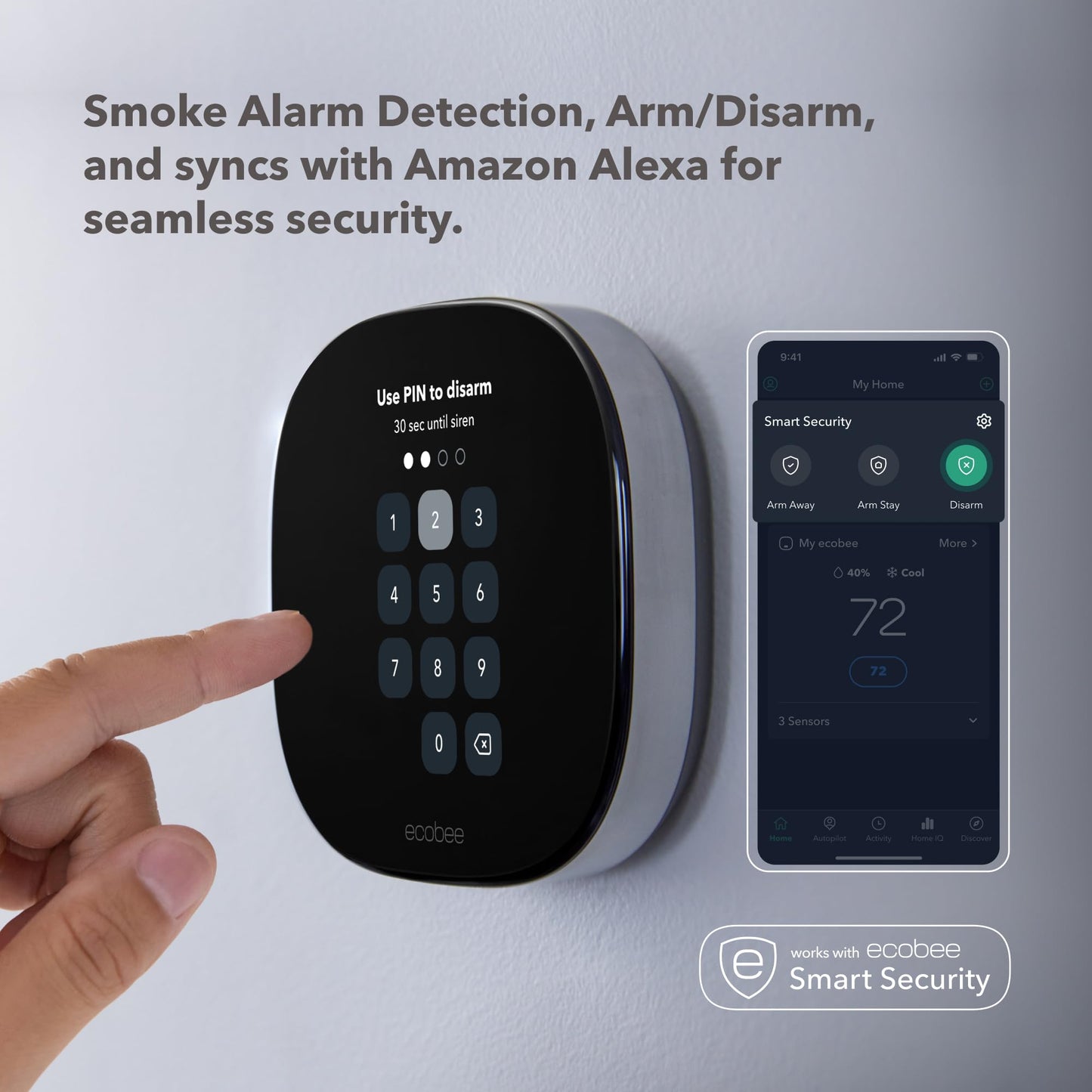 ecobee Comfort and Security Bundle, Smart Thermostat Premium with Siri and Alexa and Built in Air Quality Monitor and Smart Sensor with SmartSensor for Doors and Windows 2-Pack