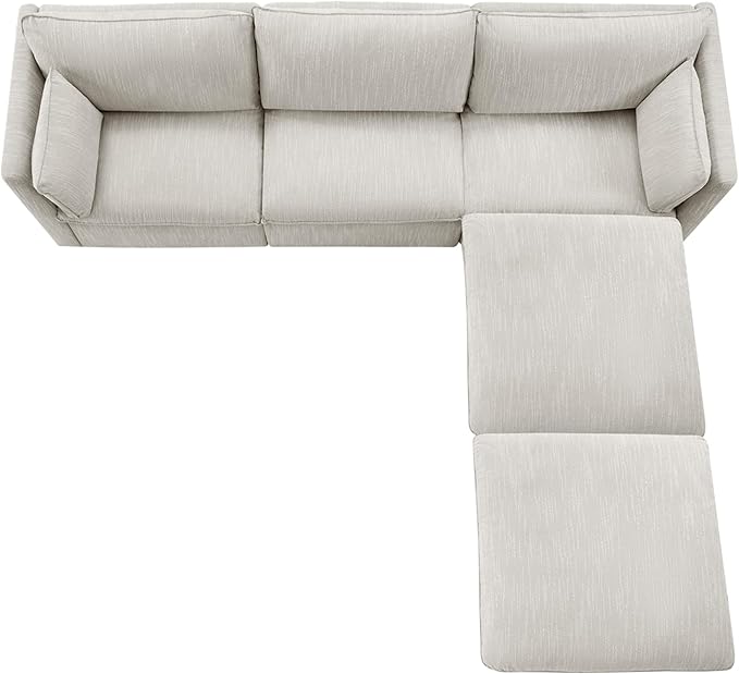 CHITA Luxury Oversized 114" L-Shaped Sectional Sofa Couch, Premium Down Filled Cloud Modular Sectional with 2 Storage Ottomans, FSC Certified, 5 Seat for Living Room, Snow