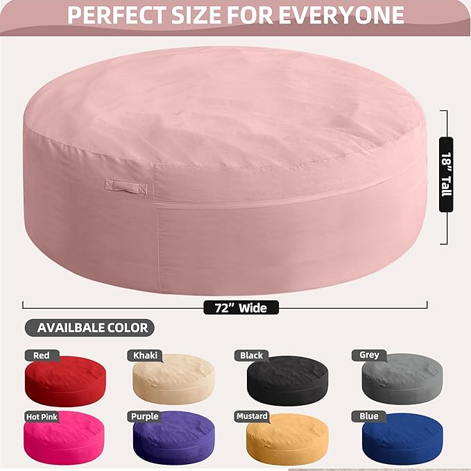 HABUTWAY XX-Large Bean Bag Chair: Giant 7' Memory Foam Furniture Bean Bag Chairs for Adults with Microfiber Cover 7Ft（Pink）