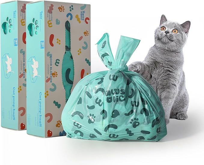 Poop Bags for Dog and Cat with Handle- 360 Counts, Unscented,Corn Starch Based Extra Thick and Guaranteed Leak Proof Dog Poop Bags and kitty litter Disposal Bags