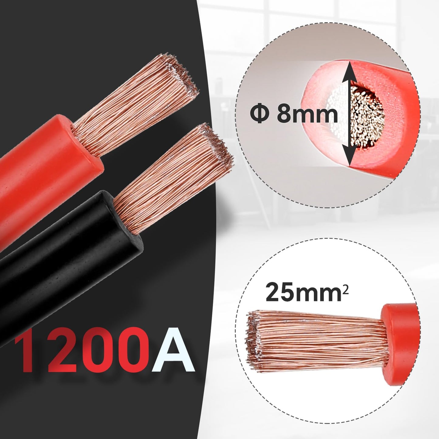 Voilamart Auto Heavy Duty Jumper Cables 2 Gauge 20Ft 1200Amp With Carry Bag Long Automotive Battery Jumper Cable Commercial Grad