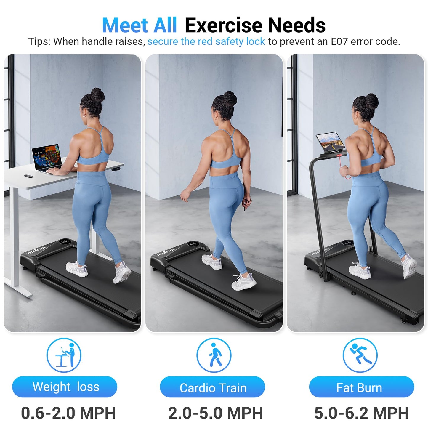 THERUN 2 in 1 Walking Pad with Handle Bar, Upgrade Walking Pad Treadmill for Home, Compact Treadmills with APP, Under Desk Treadmill with 10% Manual Incline, Portable Treadmill with Quiet Core