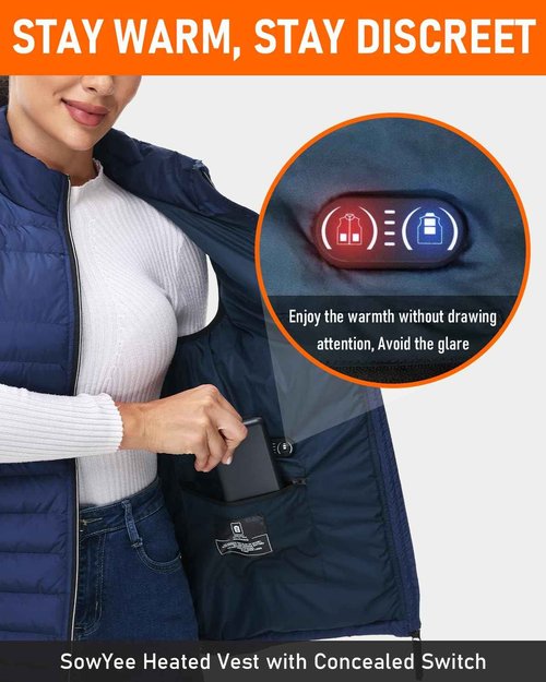 SowYee Heated Vest for Men Women with 20000mAh Battery Pack Included, Mens Electric Warming Heating Vests Jacket Coat for Hunting, Blue, XL