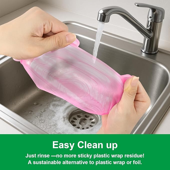 Silicone Stretch Lids – 6 Pack Reusable Food Covers,Flexible Silicone for Bowls, Containers, Fruits – Airtight & Leakproof Seal for Kitchen Storage(pink)