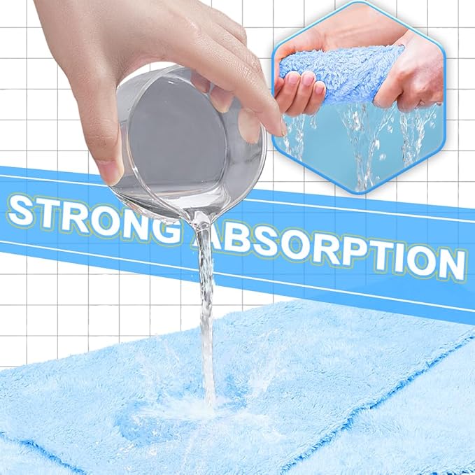 Car Wash Towel(Coral Fleece) for Car,SUV,RV,Motorcycle,Absorbent, Lint-Free, Endless Extra Soft,Reusable and Durable,Interior & Exterior Microfiber Rags 16in x 16in-12 Packs|Blue