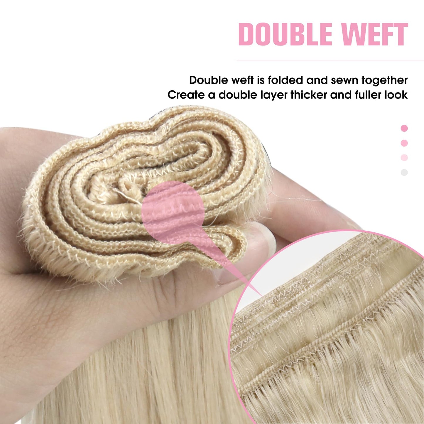 YoungSee Hand Tied Hair Extensions Platinum Blonde Hair Weaves Blonde Hair Weaves Hand Tied Weft Extensions Double Weft Hair Ext