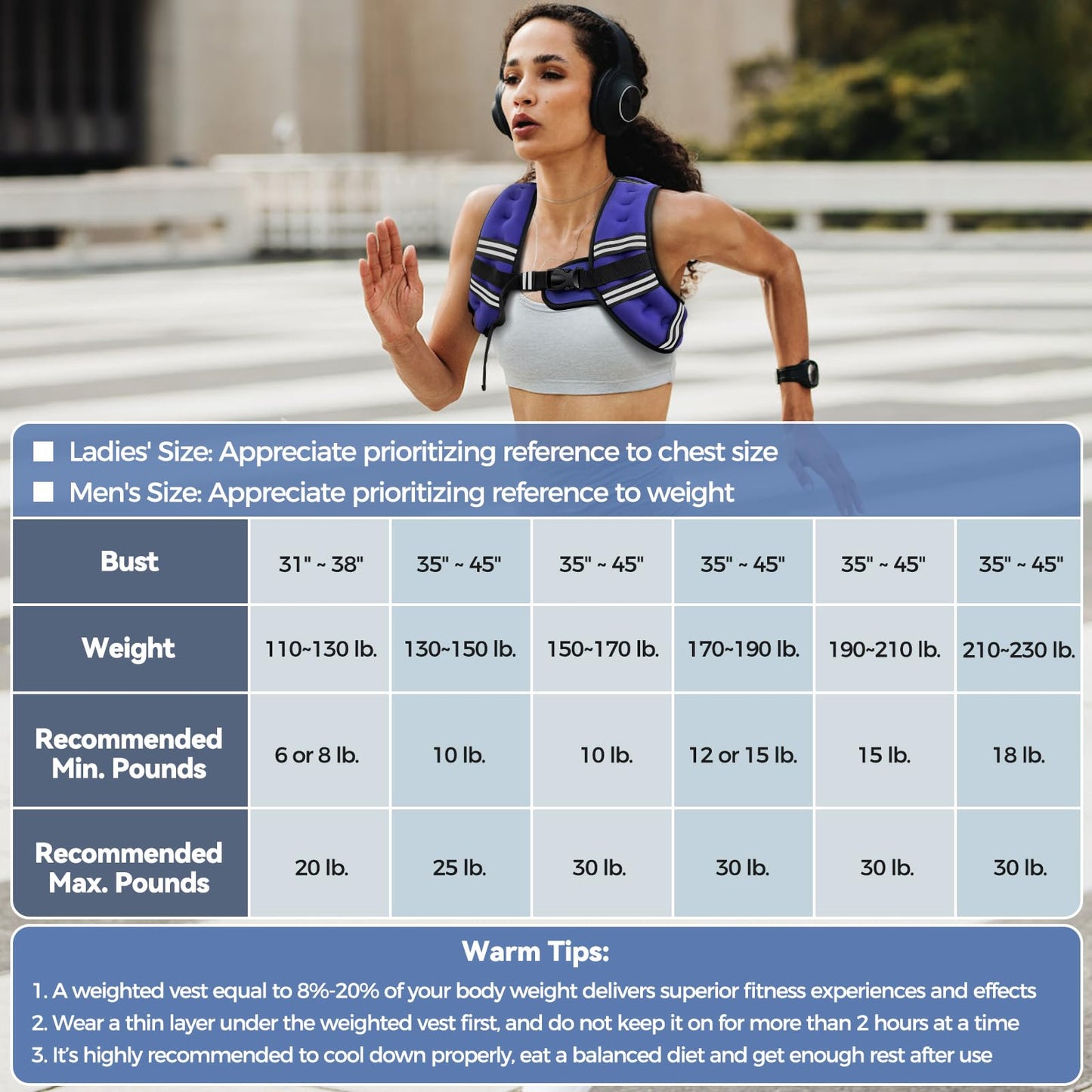 Zeerun Weighted Vest for Women & Men with Reflective Stripe and Adjustable Buckle, Comfortable & Durable Rucking Vest for Walking, Running & Strength Training, 8LBS-Purple