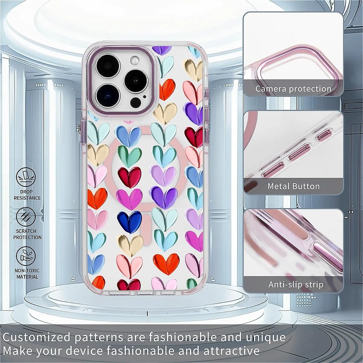 Tamefox For Iphone 13 Pro Max Clear Case, Campatible With Magsafe,Oil Painted Heart Soft Tpu Slim Magnetic For Women Girl Protec