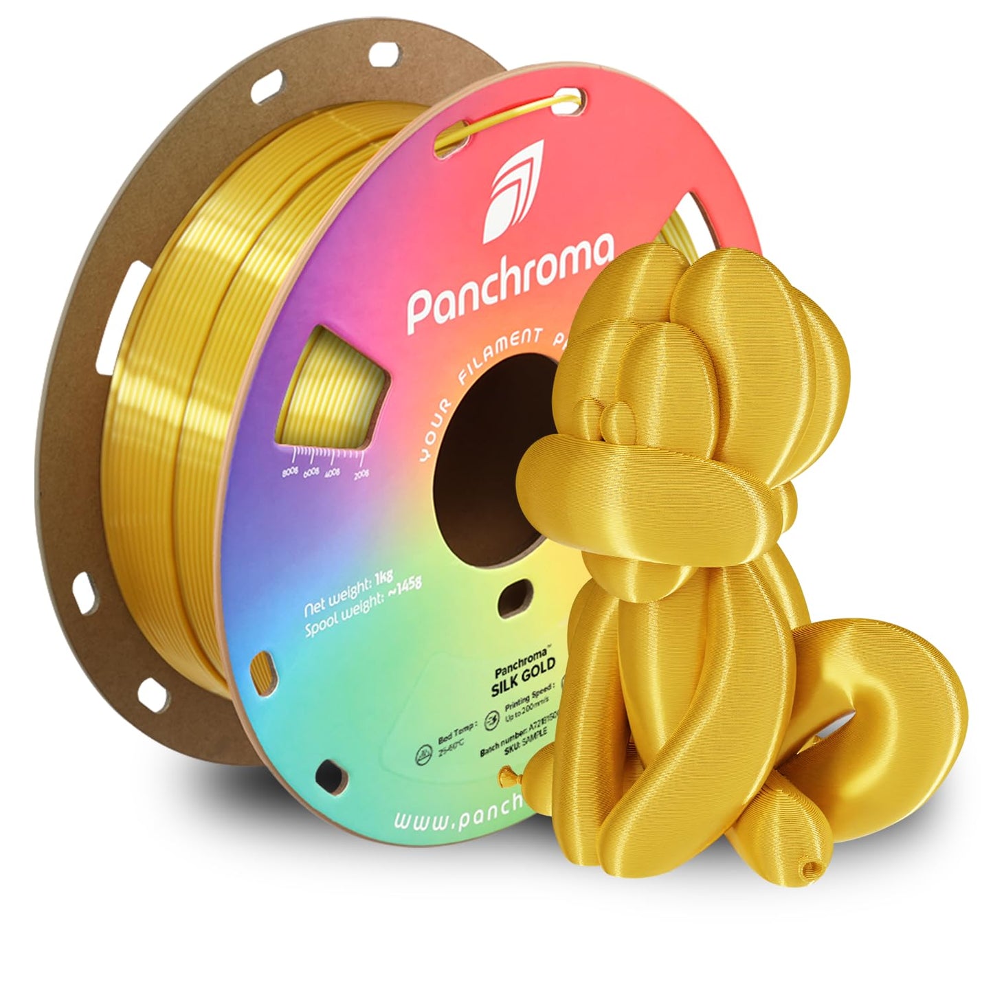 Polymaker Panchroma Silk PLA Filament 1.75mm 1kg, Shiny Gold, New and Improved Formula, Better Strength, Printing Speed and Clog