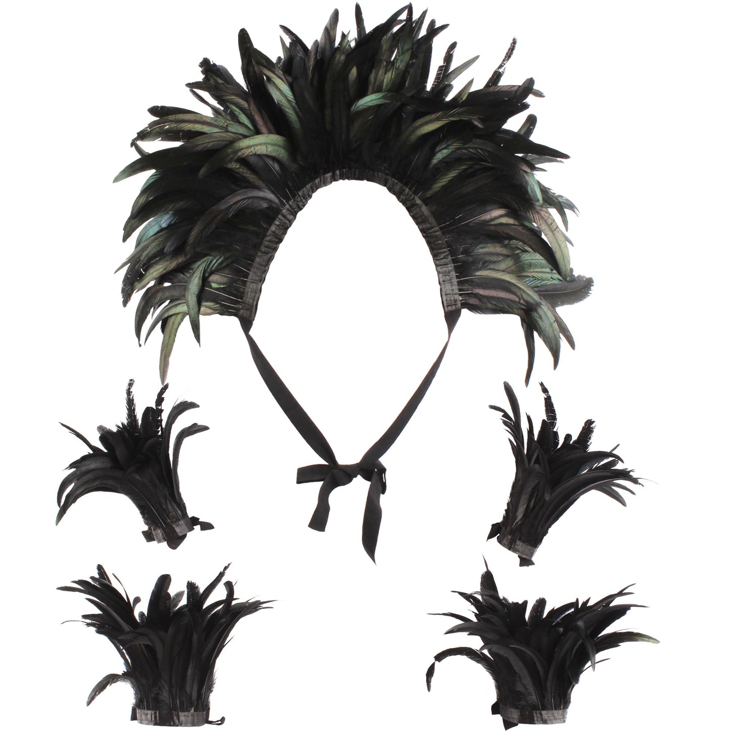 QI@XIA Feather Shawl 1 Pair of Wrist Cuffs and Leg Cuff for Women Witch Halloween Mardi Gras Cape Costumes Accessories (Black)