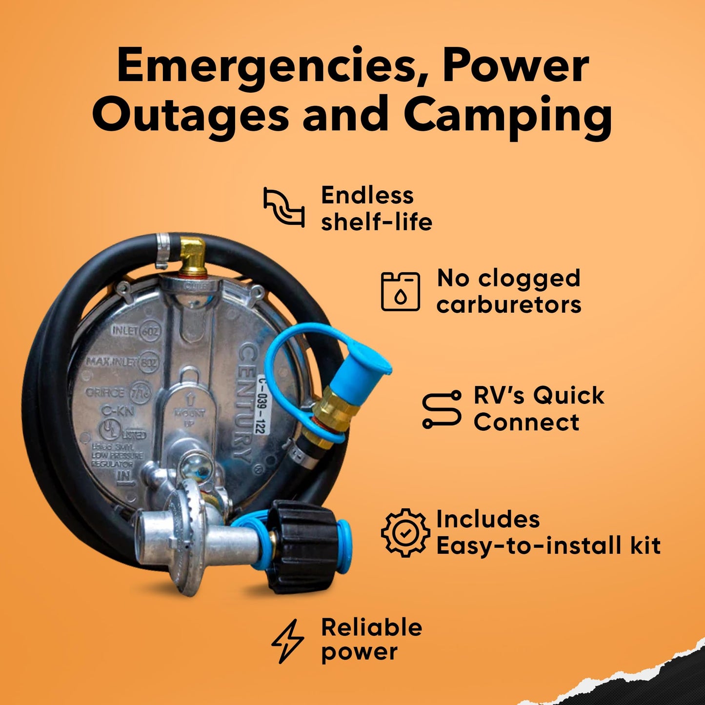 Hutch Mountain Generator Propane Conversion Kit Honda Eu2000I - Tri-Fuel Conversion For Propane, Gasoline & Natural Gas - Portab