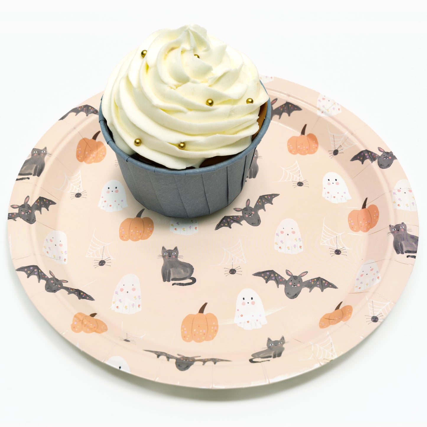 Cheerland Pastel Halloween Party Plates Disposable Cute Ghost Summerween Party Plates Pumpkin Plates for Halloween Decoration Kids Birthday Baby Shower and Spooky Party Decorations 7 Inch Pack of 24