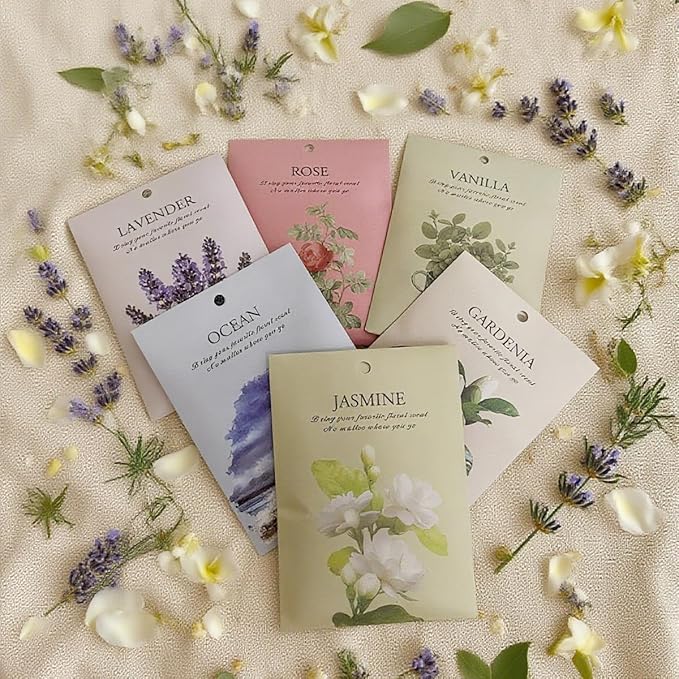 Gardenia Scented Sachet Bags - 12 Pack Home & Car Freshener, Odor Eliminator for Closets, Rooms, Drawers, Wardrobes, Toilets, Long - Lasting 360 - Day Fragrance