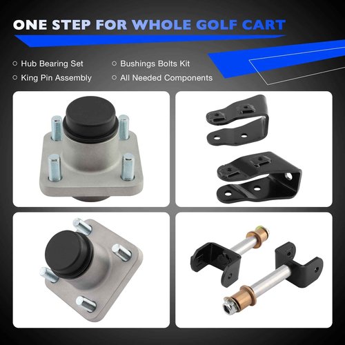 Misakomo Deluxe Golf Cart Front End Repair Kit - Compatible with 2004 Up Club Car Precedent Gas Electric - Replace 102357701 Front Wheel Hub King Pin Bearing Bushings Full Sets