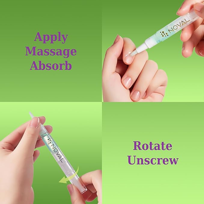 NOVAL Cuticle Oil Pens for Nails – Moisturizing & Fast Absorption, Non-Greasy, Lime Scent, 6PCS