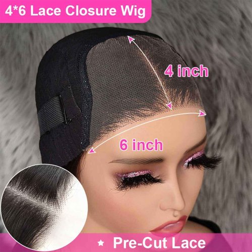 VIVIBABI Hair Lace Front Wigs Kinky Straight 6x4 Wear & Go Glueless Wigs Natural Hairline Pre Cut Lace Closure Wigs Human Hair 180% Density for Women 20Inch