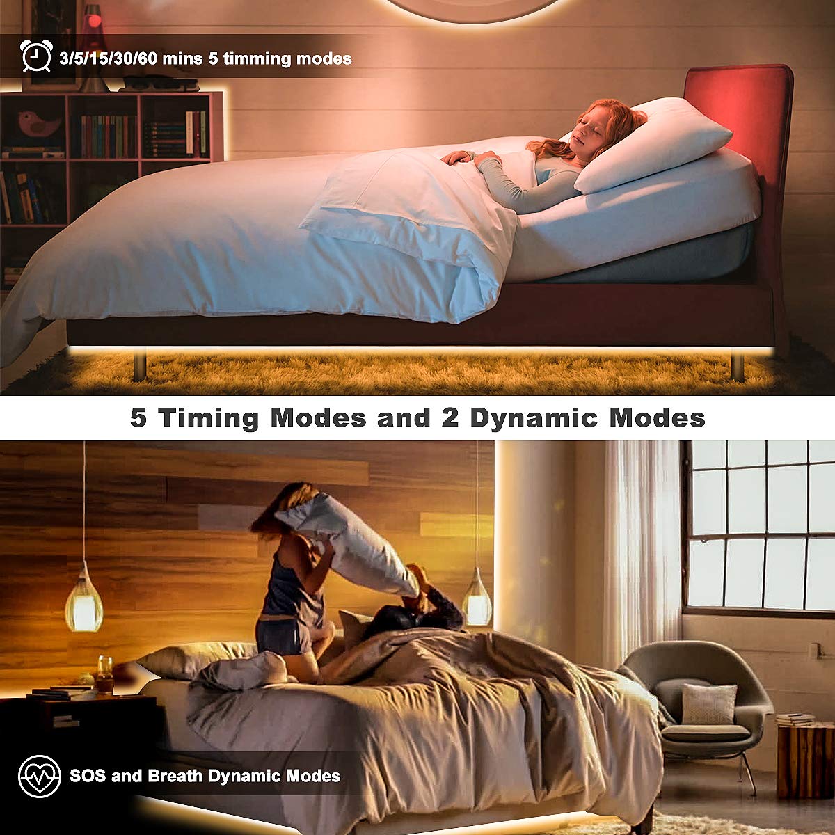 MY BEAUTY LIGHT LED Strip Lights Warm White,65.6ft Dimmable LED Light Strip with RF Remote,1200 Bright 3000K 2835 LEDs,Plug-in Adhesive Rope Lights with Timing Mode for Living Room Bedroom Kitchen