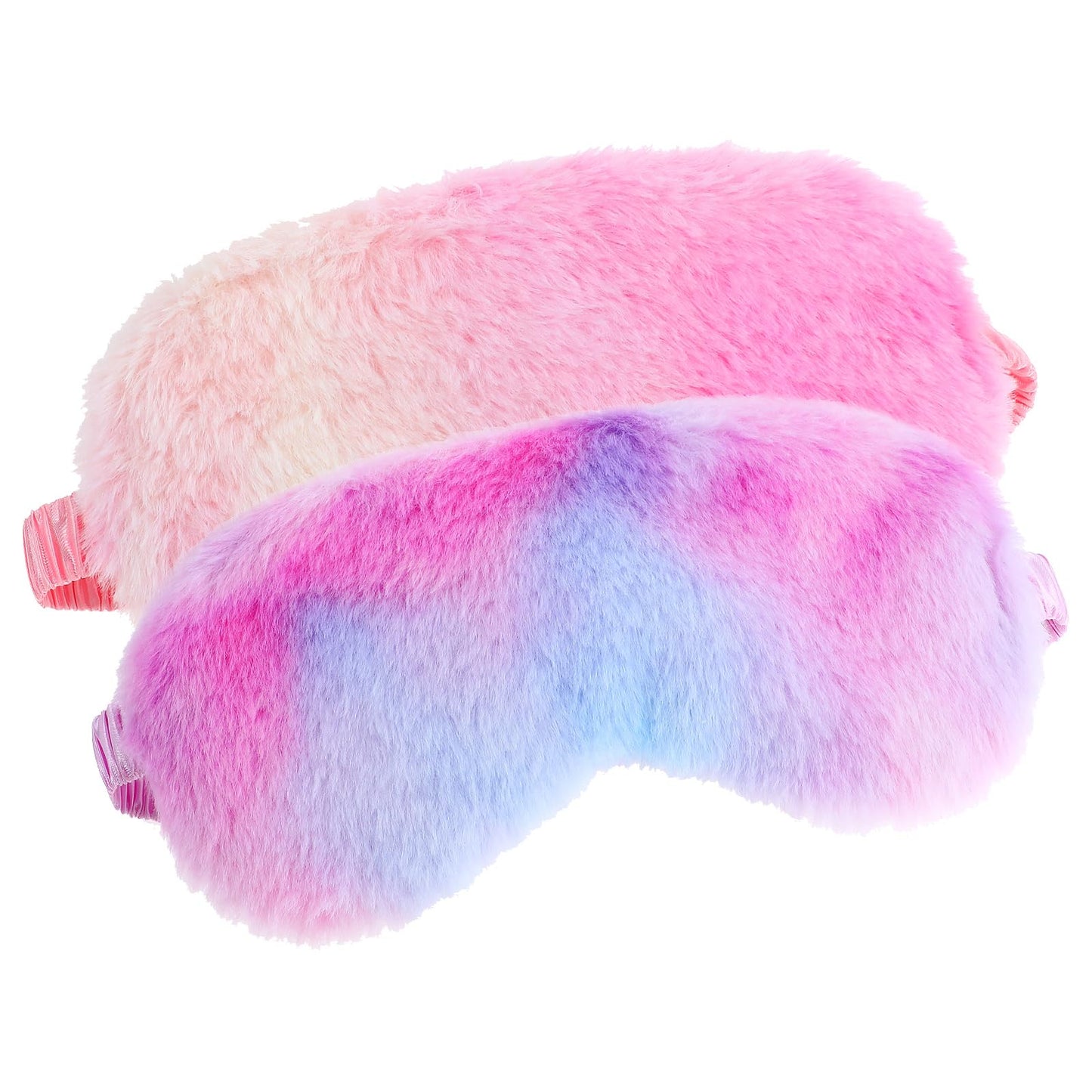 2 Pcs Plush Eye Mask Soft Sleeping Blindfold Eye Cover Comfortable Furry Faux Fur Sleeping Mask Satin Nap Night Eyeshade Cover for Women Men Gift (Purple, Red)