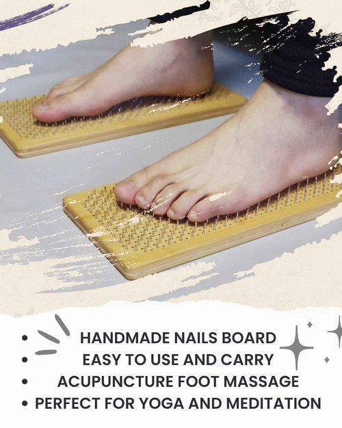 QEAHZ Sadhu Board - 8mm, Large Size, for Beginners, Nail Boards for feet, for Yoga and Meditation, Acupuncture Foot Massage