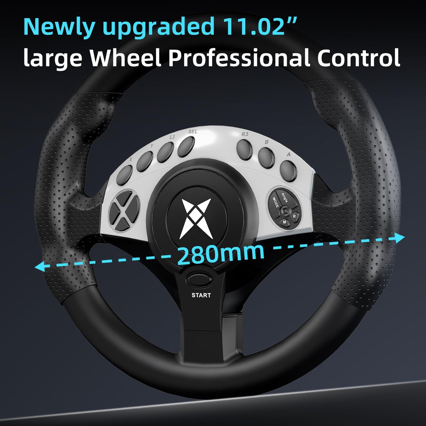 NBCP PC Racing Wheel - 1080 Degree 28CM 11" Steering Wheel with 3-Pedals and H-Shifter - Magnetic Induction & Metal Bearings, Sim Driving Wheel for Euro Truck Simulator 2, Farming Sim, Windows PC