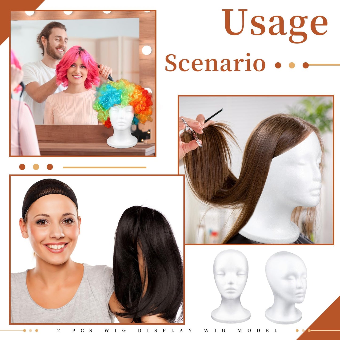 Thyle 10 Pcs Foam Wig Head Bulk Wig Display Mannequin Head Stand Model Foam for Style, Masks, Hats, Wigs, Salon and Travel, Hall