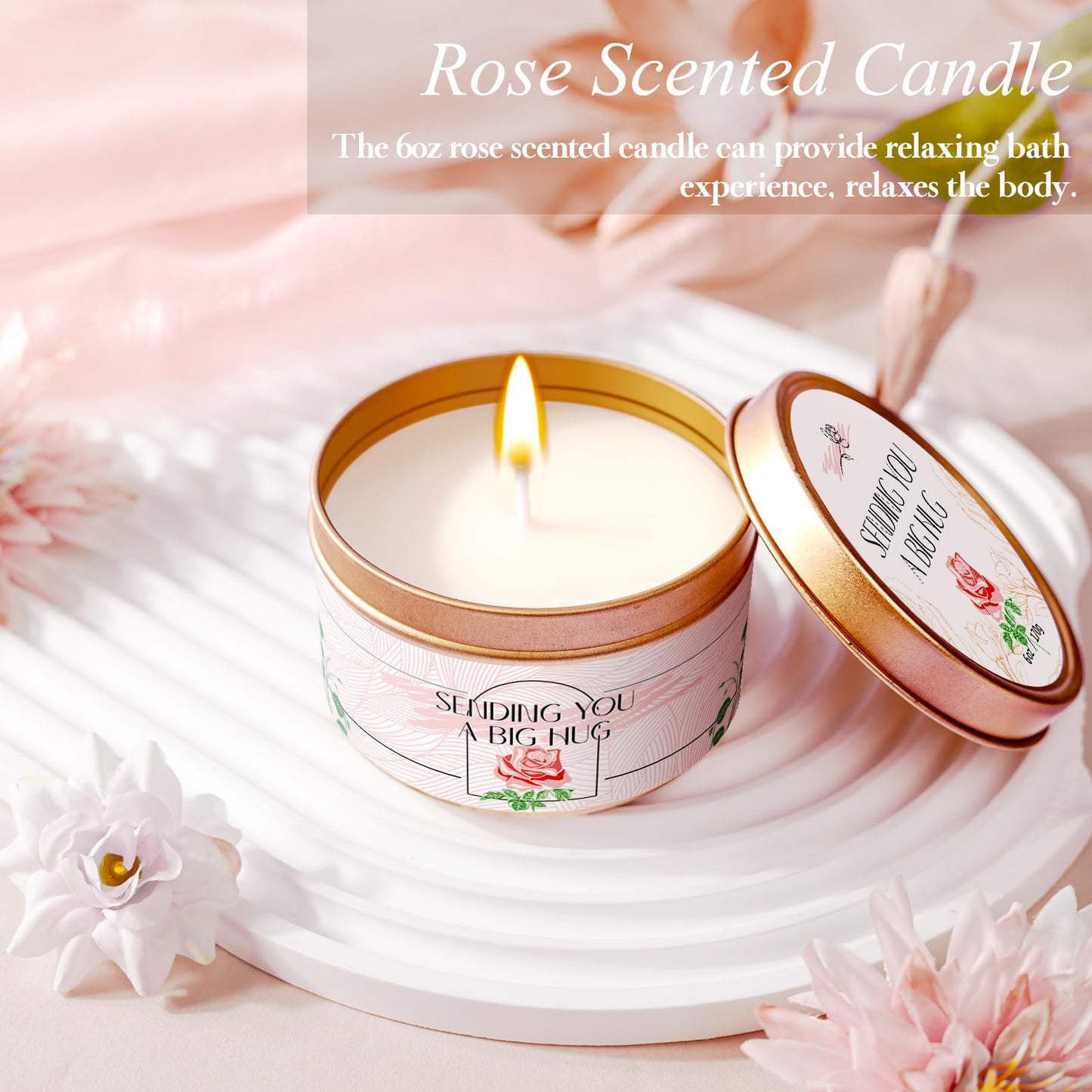 Birthday Gifts for Women Self Care Gifts Get Well Soon Gifts, Rose Relaxation Spa Gift Basket Sets with Luxury Flannel Blanket, Unique Mothers Day Mom Gifts Basket for Mom Wife Grandma Sister Friend