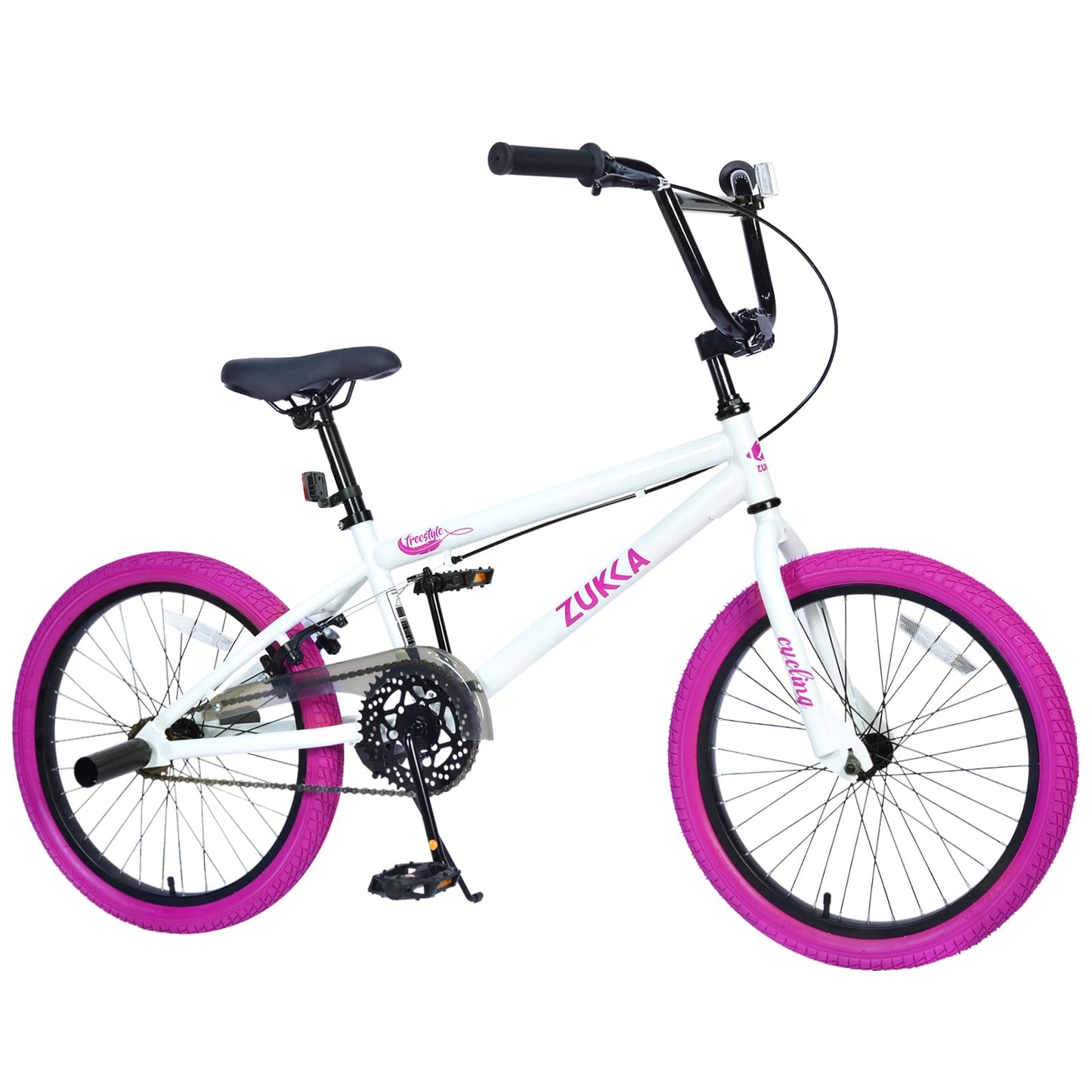 BMX Style 20 Inch Kids Bike for Boys/Girls Bicycle Ages 7-10 Years Old,1 Speed,Kids Cycle Bikes from Beginner-Level BMX to Advanced Riders with 2 Pegs,Rear Caliper Brakes，Durable Steel Frame，White