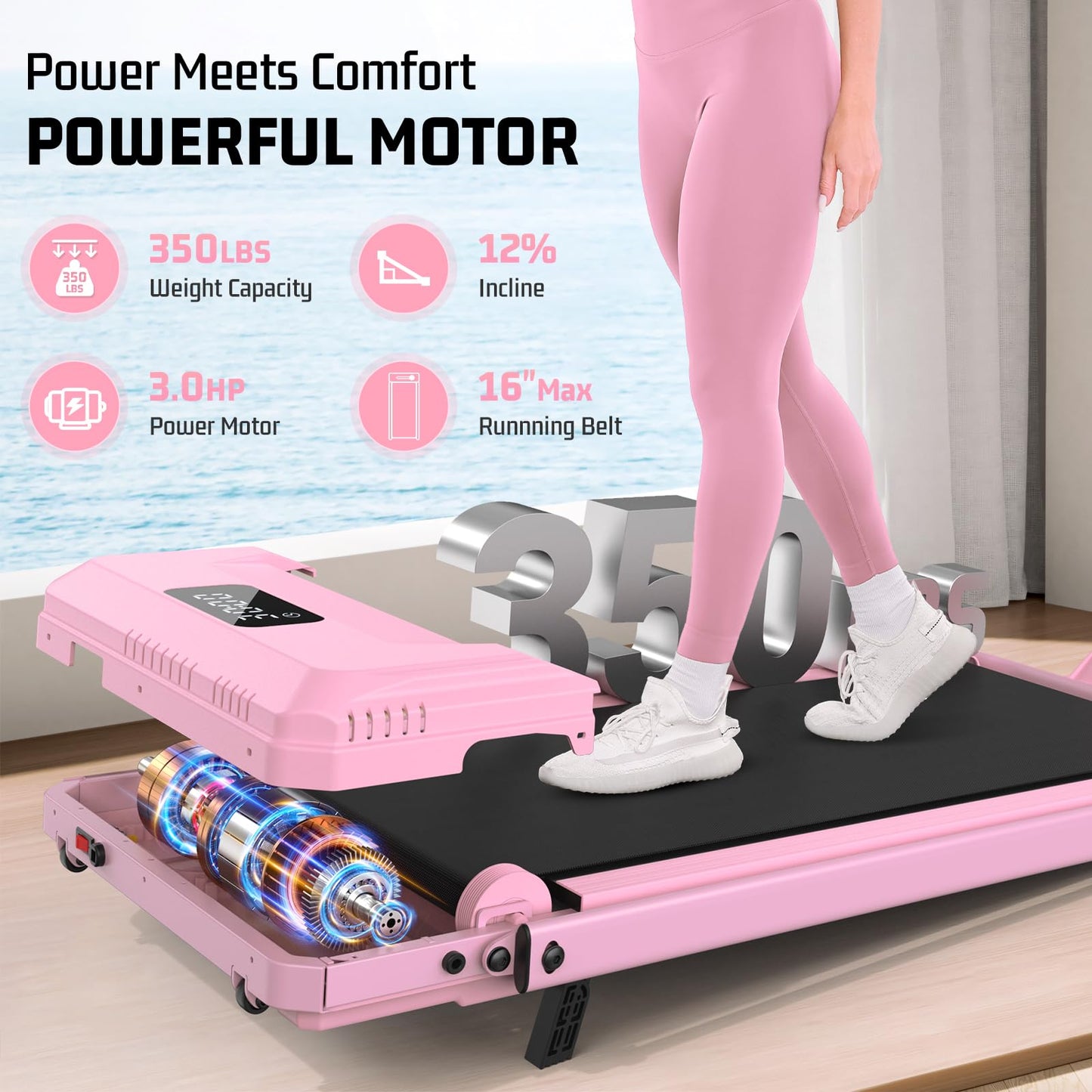 FUNMILY Foldable Walking Pad with Handle Bar, 4 in 1 Under Desk Treadmill with Incline, 2025 Upgraded Smart Folding Treadmill for Home/Office, 300 lbs Weight Capacity, Ultra-Quiet
