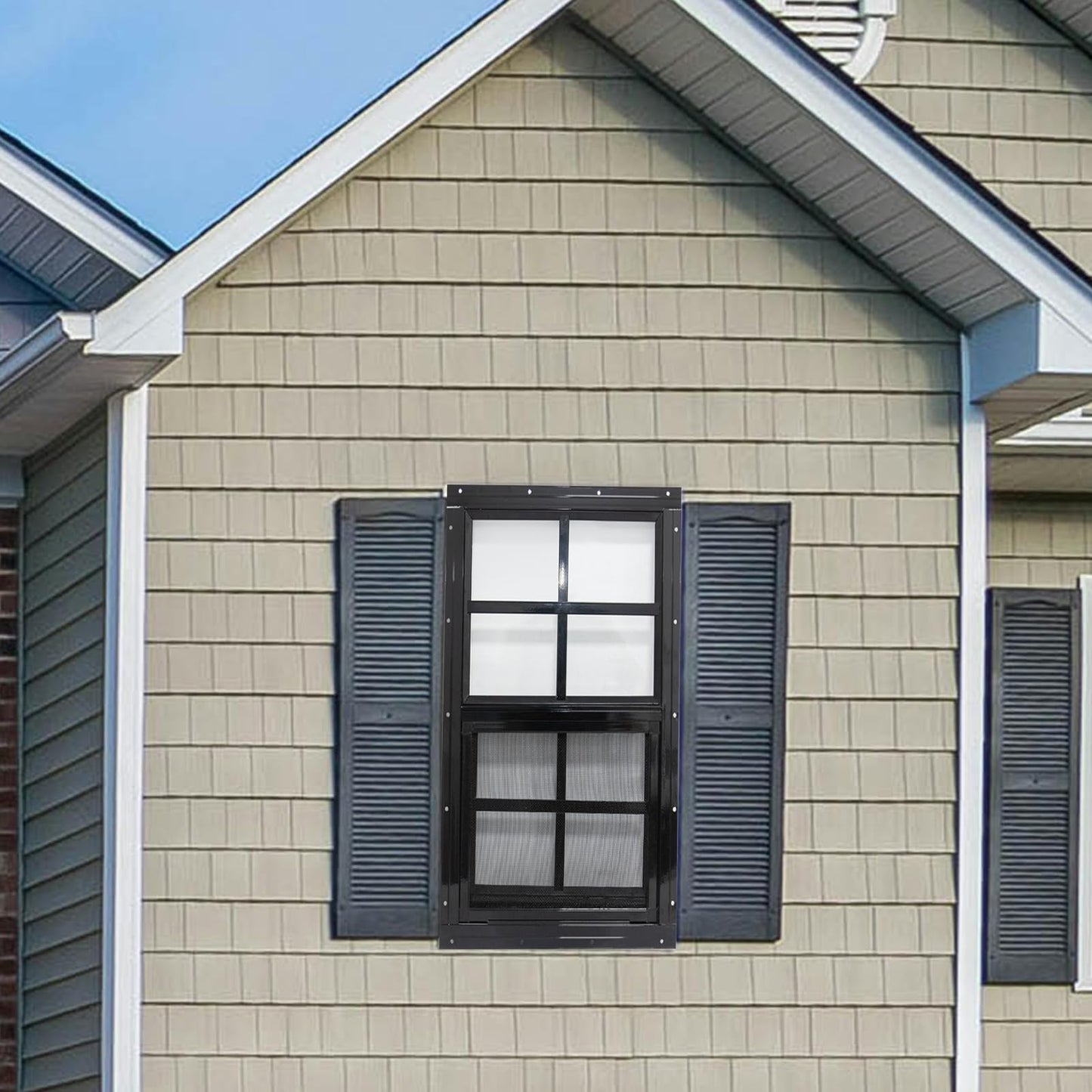 NeatiEase 2 Pack Shed Window with Black Frame, 24 x 36 Flush Mount Small Window with Tempered Glass and Fiberglass Screen for Shed, Chicken Coop, Playhouse, Household, Garage