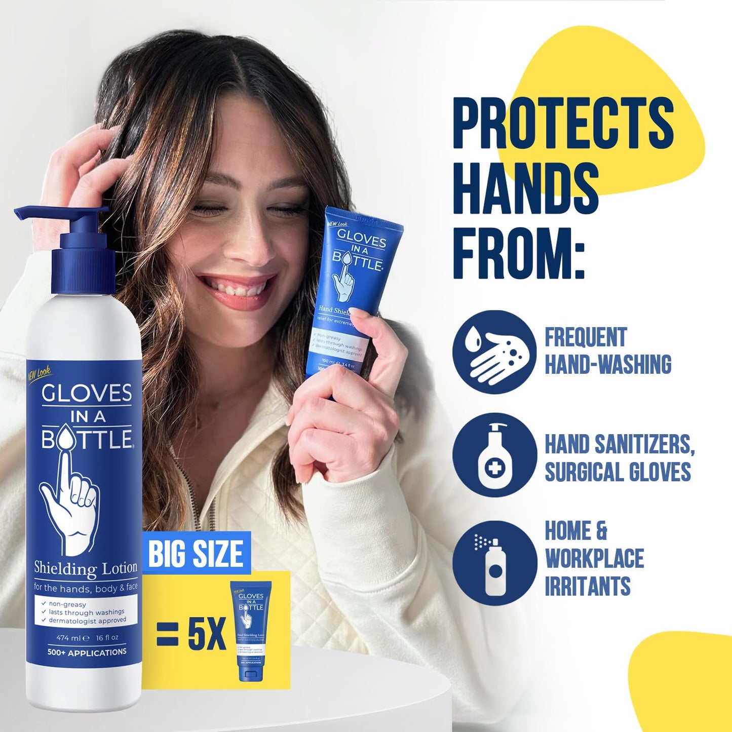 Gloves In A Bottle Working Hands Cream - Hypoallergenic Moisturizing Lotion for Severely Cracked Hands - Protective Hand Treatme