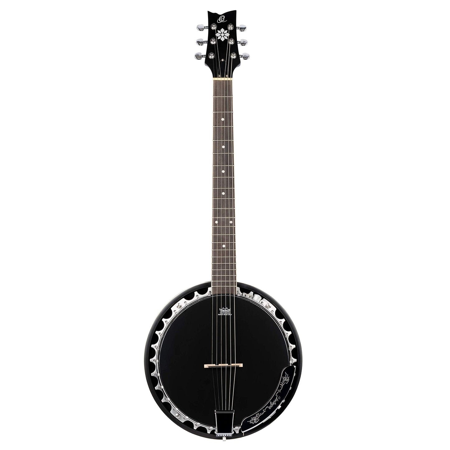 Ortega Guitars Raven Series Left-Handed 6-String Acoustic-Electric Banjo W/Bag, (Obje356-Sbk-L)