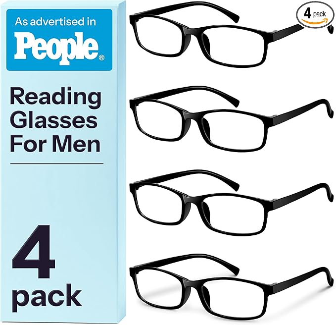 Gaoye Multi Pack Reading Glasses - Blue Light Blocking Lenses, TR90 Frames, UV400 - Eyeglasses with Clear Vision (Black, ...