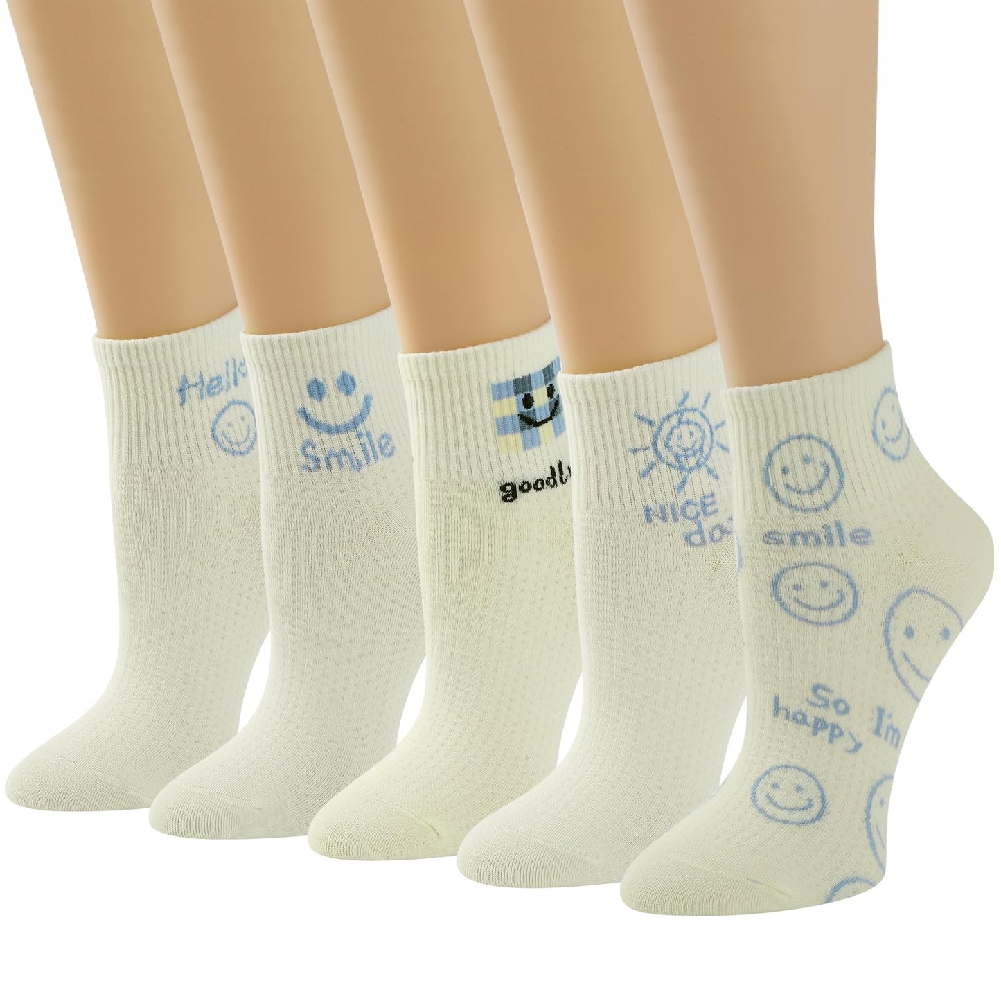 Htlpym Womens Ankle Socks 5 Pairs Novelty Crew Cute Casual Cotton Socks Colorful Patterned Short Girls Socks US 5-8