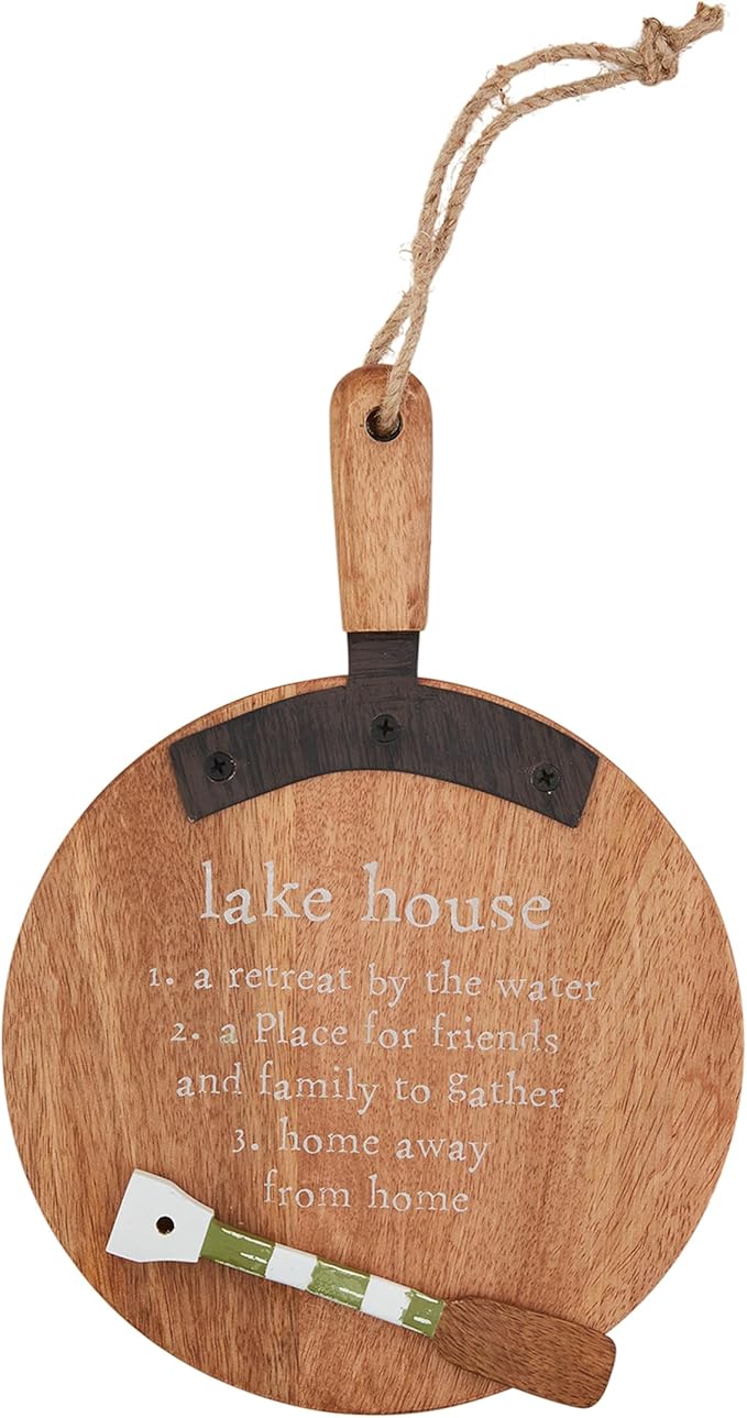 Mud Pie Lake House Wood Lake Board Set; Board 11 1/2" x 8" | Spreader 5 1/2"