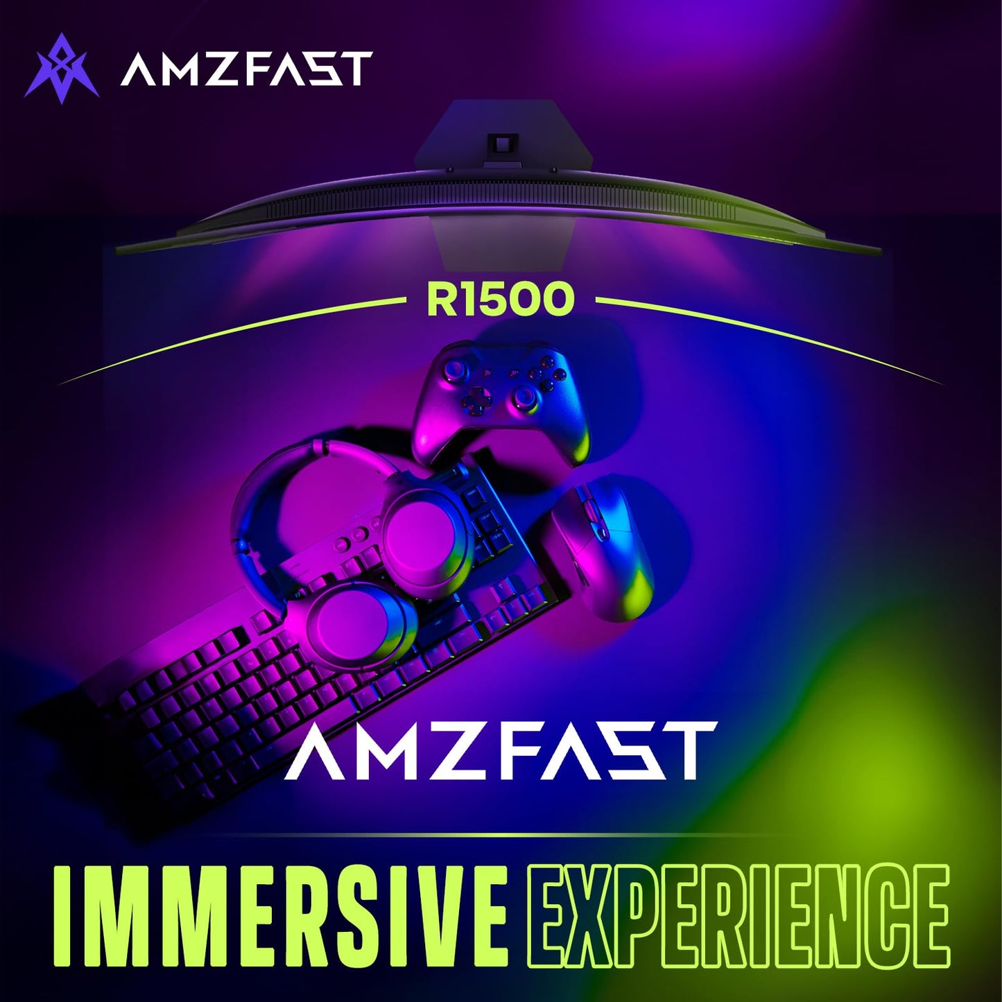 Amzfast 27 inch 200Hz Curved Gaming Monitor, FHD 1080p with Built-in Speakers, FreeSync, MPRT 1ms, 130% sRGB, 3000:1, 1500R, VESA Mount, HDMI 2.0&DP 1.4, 12 Months Warranty Exchange, AMZG27C1