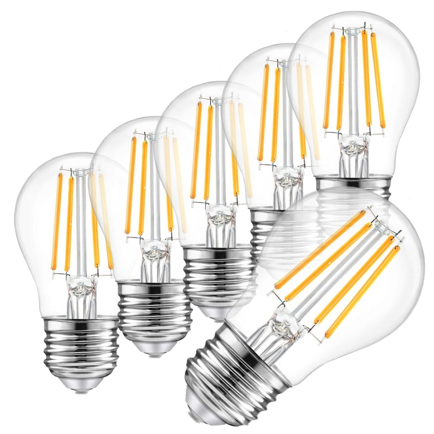 A15 LED Light Bulb 4W (40W Equivalent), 2700K Warm White, Dimmable Edison Filament, 400 Lumens, E26 Medium Base, Clear Glass – Ceiling Fan, Refrigerator/Appliance, Vanity & Chandelier (6-Pack)