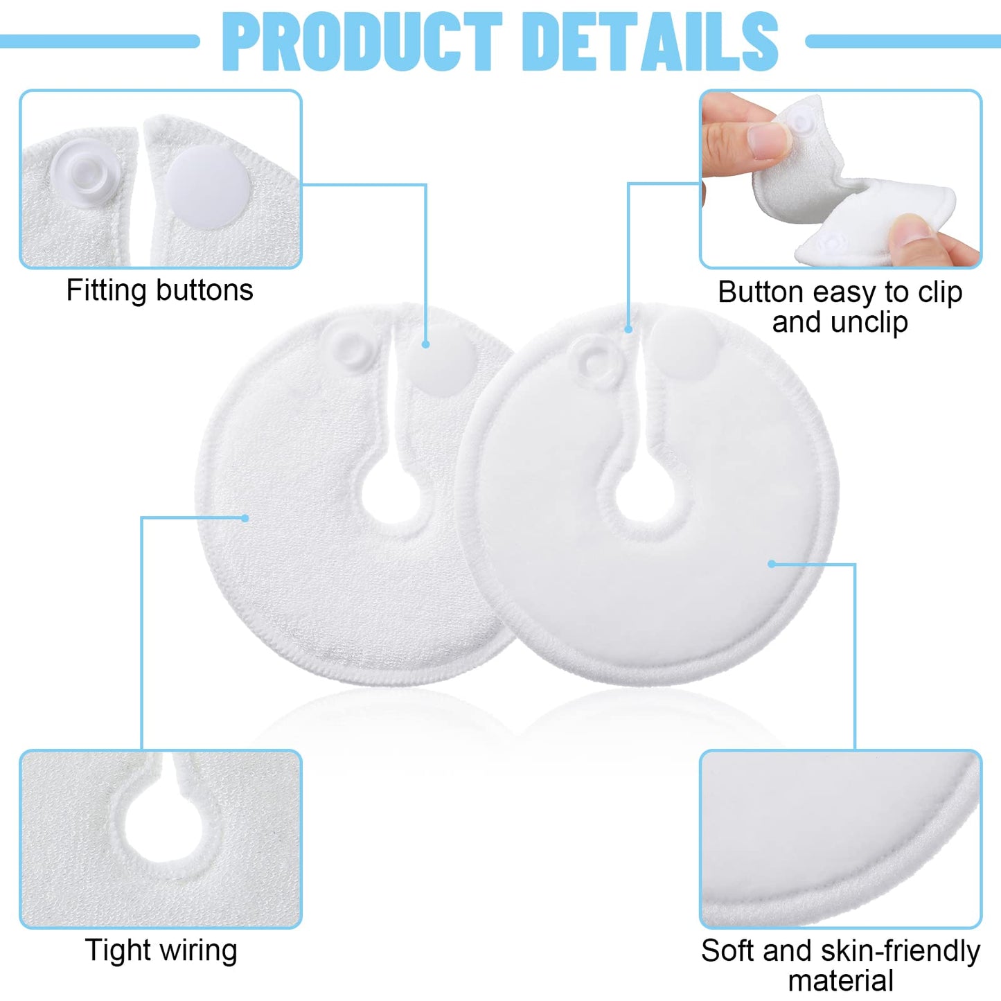 Tondiamo 28 Packs g Tube Button Covers Feeding Tube Pads Supplies Soft Abdominal Feeding Cotton Pads Covers Accessories for Nursing Care 3 Inch(White)