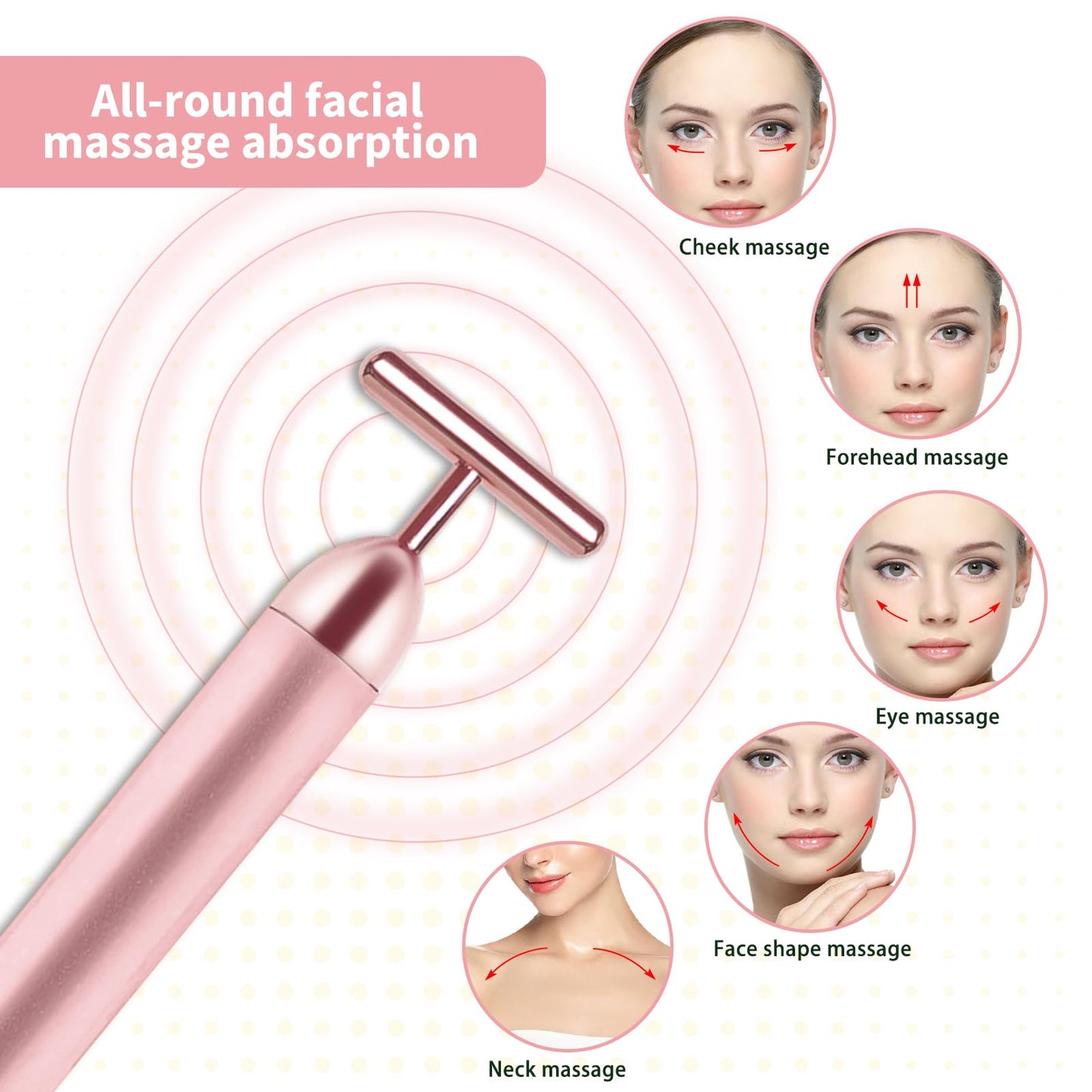 Face Massage Tool Electri Facial Lifting Toning Sculpting Device T Shape Beauty Bar Mini Microcurrent Vibration Massager Wand Fa