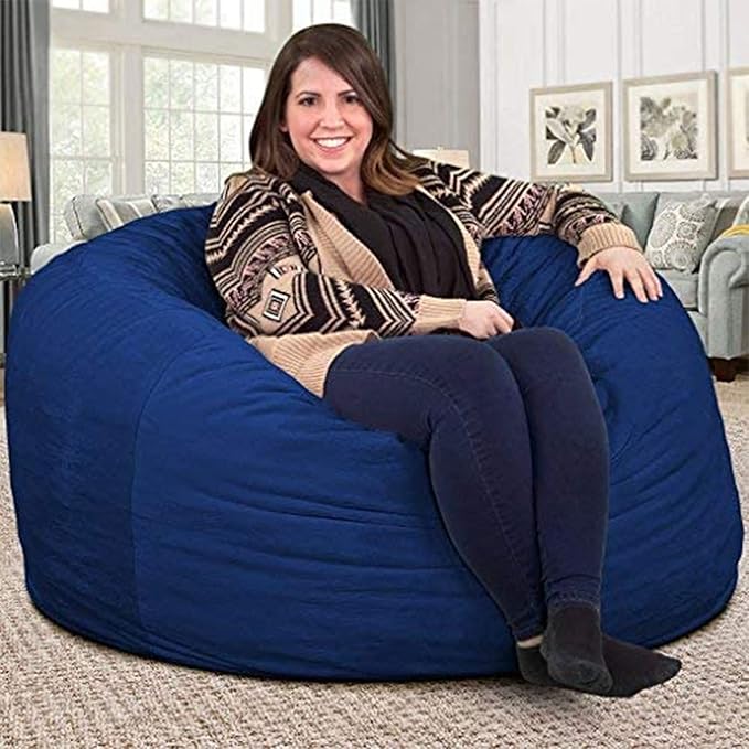 ULTIMATE SACK 4000 4-Foot Bean Bag Chair, Electric Blue Suede Cover – Oversized Foam Lounger, Floor Seat, Small Sofa, or Couch Bed for Living Area, Gaming Room, or Reading Lounge
