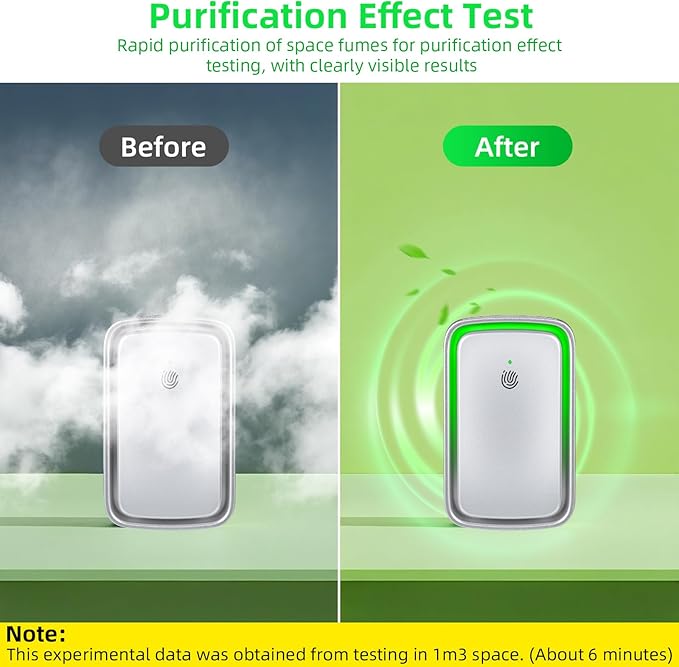 Plug in Ionic Air Purifier: 6 Pack Air Ionizers for Home - Silent Filterless - Negative Ion Air Purifier Freshener for Bedroom Office Bathroom Basement for Pet Odors,Dust,Smoke,Air Cleaner(Silver)