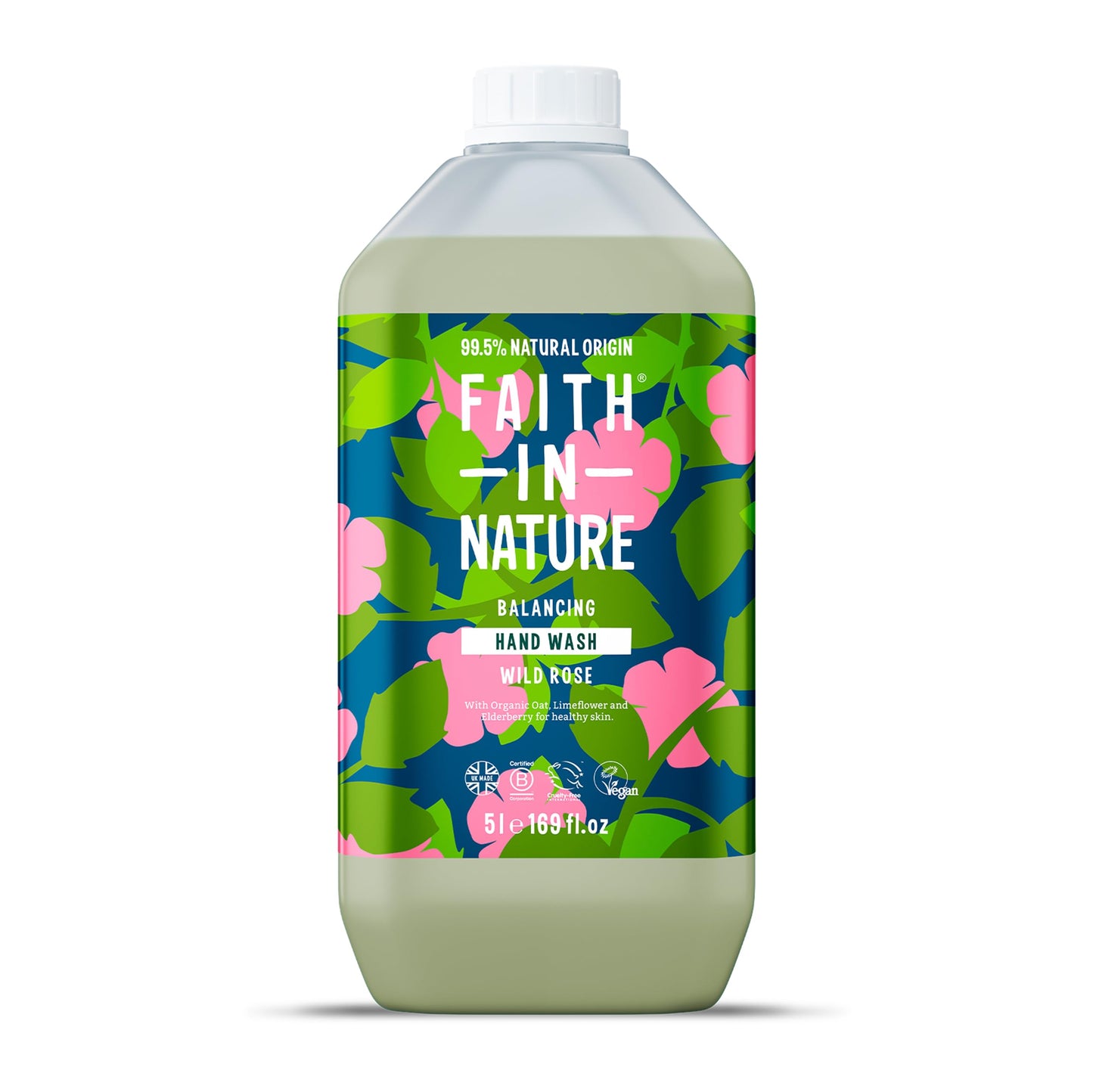 FAITH IN NATURE Natural Liquid Hand Wash - Vegan & Cruelty Free, No SLS or Parabens - 169 fl oz Refill Pack, Wild Rose