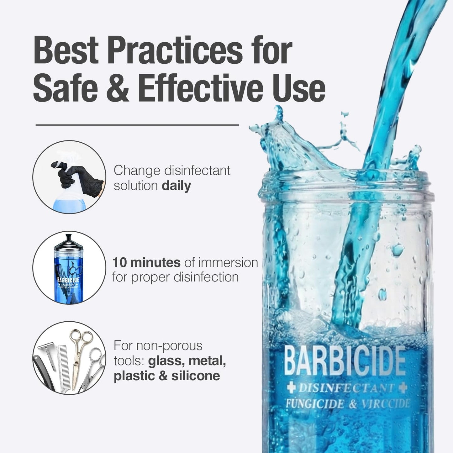 BARBICIDE Disinfectant Jar and Concentrate Starter Set (21 Oz Jar + 16 Fl Oz)– Professional Salon, Spa & Barber Tool Sanitizing Kit