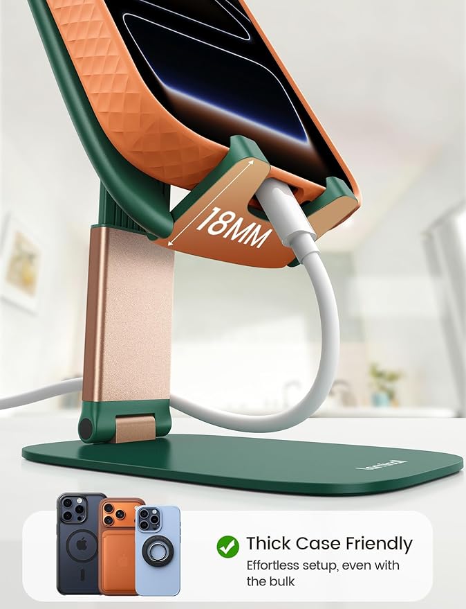 Lamicall Ultra-Thin Cell Phone Holder, Green Office Desk Accessories for iPhone Stand, Gifts for Valentine Teen Boys Girls Adults Women Men Grandkids, Workspace Desk Organizer, Green Office Decor