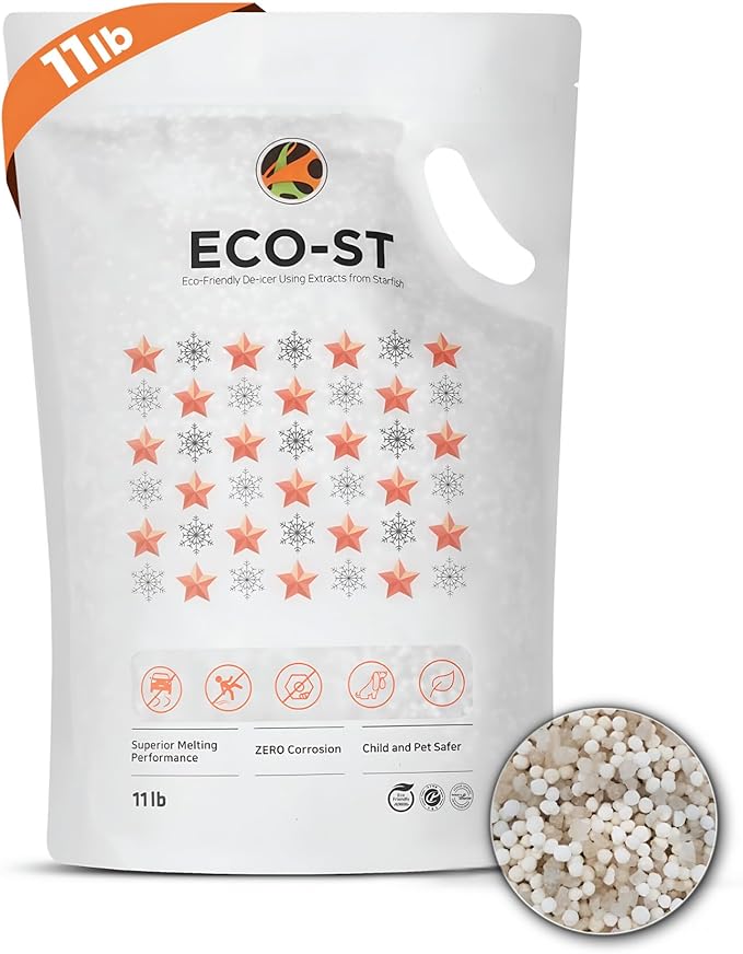 Eco-St Ice Melt Safe For Concrete - Fast Acting - Pet Safe Anti-Corrosion Snow Melt - Effective at -30℉ (11lb)