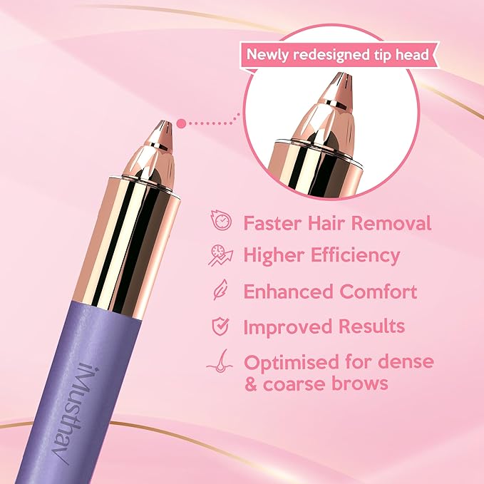 Eyebrow Hair Remover for Women | 18K Gold-Plated Head | 360° LED Light Portable Painless Electric Epilator·