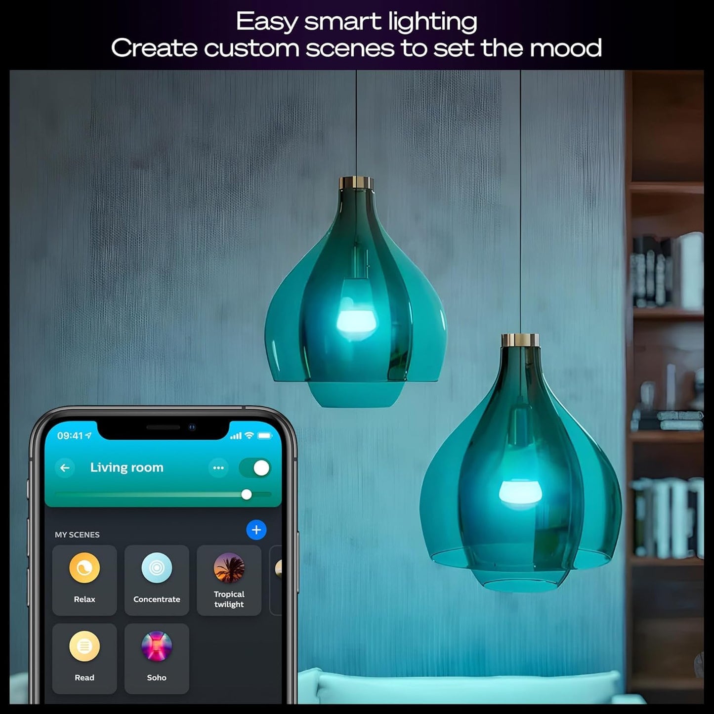 Philips Hue Starter Kit: Bridge Pro + 3 A19 E26 Smart Bulbs + Button, White & Color Ambiance, Smart Light Hub, Works with Apple Home, Alexa, Google, Samsung SmartThings