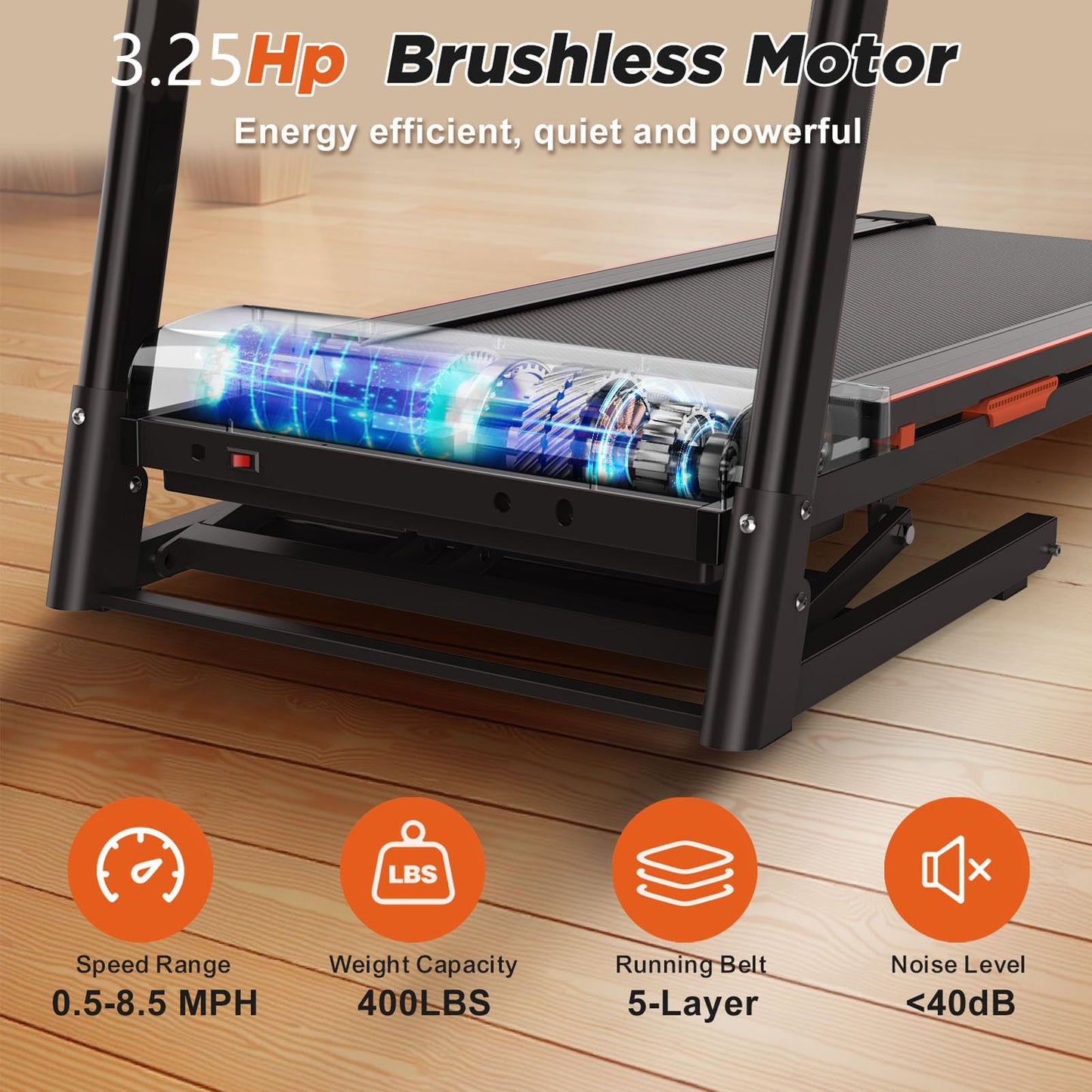 400 Lbs Foldable Treadmill with 15% Auto Incline, 3.25HP Treadmills for Home with Handlebars, Small Space Portable Running Walking Machine with Bluetooth APP & Pulse Monitor